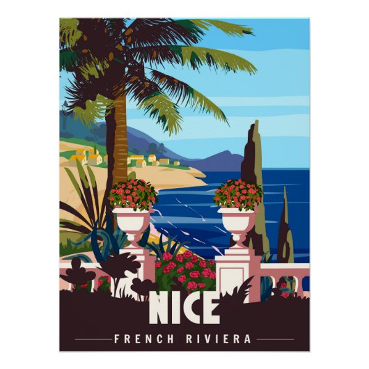 Nice French Riviera Retro Poster ポスター (正面)