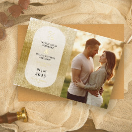 Nice Golden Texturedエフェクト結婚のイニシャル写真 箔招待状