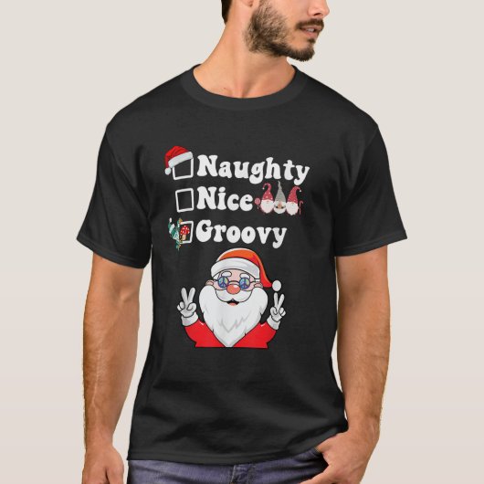 Nice Groovyいけな Christmas List Hippie Santa Cl Tシャツ (正面)