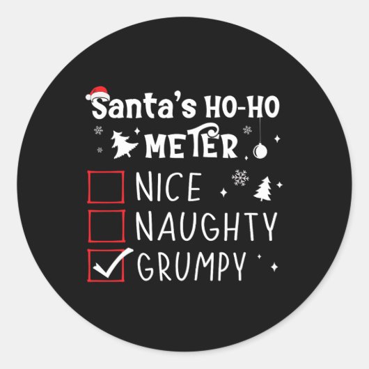 Nice Grumpy いけな Christmas List Grumpy Santa Cl ラウンドシール (正面)