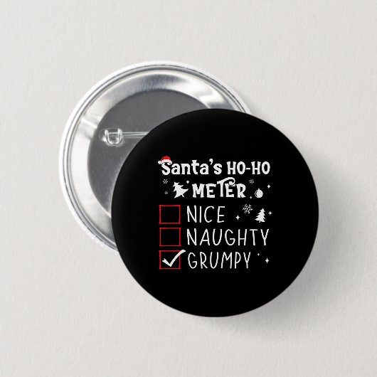 Nice Grumpy いけな Christmas List Grumpy Santa Cl 缶バッジ (正面&裏面)