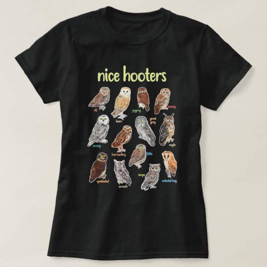 Nice Hooters Owl Bird Pun Funny Adult Joke Birdwat Tシャツ (デザイン正面)