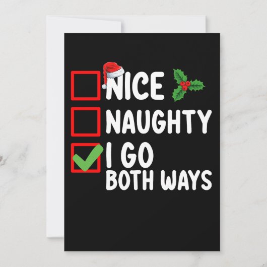 Nice I Go Both Ways Christmas List Holiday 招待状 (正面)