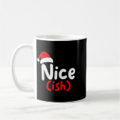 Nice (ish) Naughty Angel Funny Christmas List Fami コーヒーマグカップ (左)