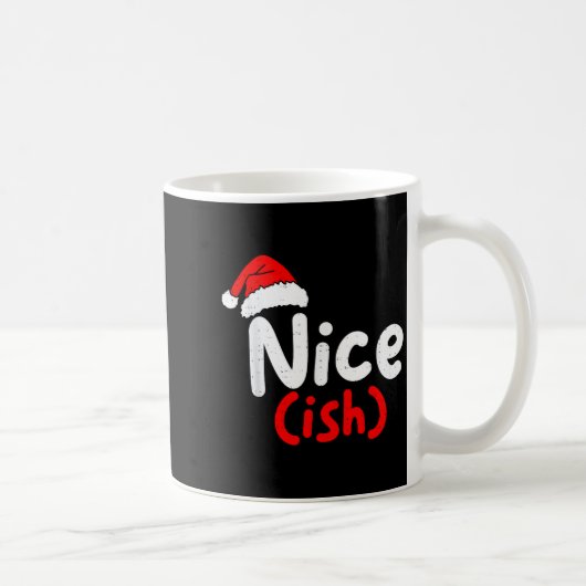 Nice (ish) Naughty Angel Funny Christmas List Fami コーヒーマグカップ (右)