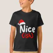 Nice (ish) Naughty Angel Funny Christmas List Fami Tシャツ (正面)