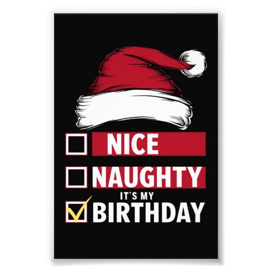 Nice It いけなis My誕生日クリスマスリストSanta フォトプリント (正面)