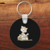 Nice Japan Kitsune Costume For Calligraphy Lovers  キーホルダー (正面)