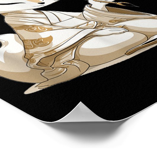 Nice Japan Kitsune Costume For Calligraphy Lovers  ポスター (角)