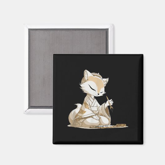 Nice Japan Kitsune Costume For Calligraphy Lovers マグネット (正面/裏面)