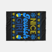 Nice Jewish Girl Ugly Happy Hanukkah Sweater Chanu フリースブランケット (正面(横))