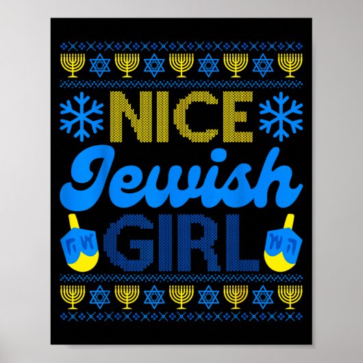 Nice Jewish Girl Ugly Happy Hanukkah Sweater Chanu ポスター (正面)