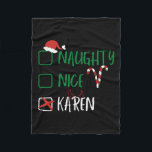 Nice Karenいけな Christmas Santaリストとおもしろい一緒に フリースブランケット<br><div class="desc">チェッいけなクボックス1付きNice KarenChristmasおもしろい Santa List</div>
