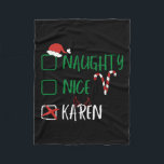 Nice Karenいけな Christmas Santaリストとおもしろい一緒に フリースブランケット<br><div class="desc">チェッいけなクボックス1付きNice KarenChristmasおもしろい Santa List</div>