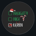 Nice Karenいけな Christmas Santaリストとおもしろい一緒に ラウンドシール<br><div class="desc">チェッいけなクボックス1付きNice KarenChristmasおもしろい Santa List</div>