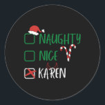 Nice Karenいけな Christmas Santaリストとおもしろい一緒に ラウンドシール<br><div class="desc">チェッいけなクボックス1付きNice KarenChristmasおもしろい Santa List</div>