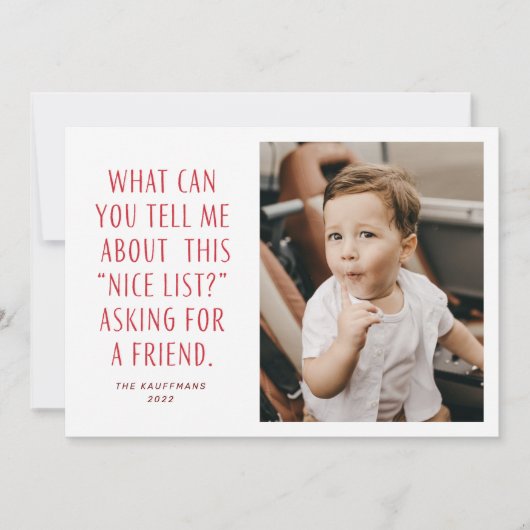 Nice List赤と白は頼友達に対しておもしろい シーズンカード (正面)