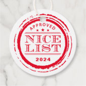 NICE LIST おもしろい Santa承認スタンプレッド フェイバータグ (正面)