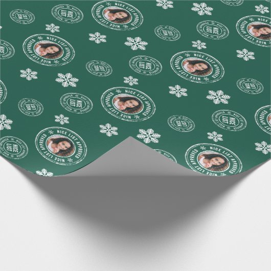 NICE LIST APPROVED +写真おもしろいクリスマスW ラッピングペーパー (角)
