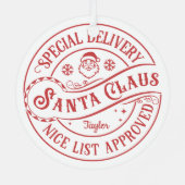 Nice List Approved Personalized Santa  メタルオーナメント (裏面)