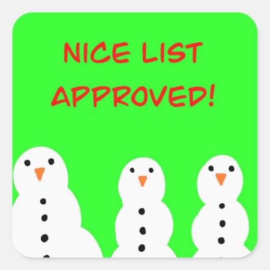 Nice list approved stickers! スクエアシール (正面)