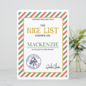 Nice List Certificate Signed by Santa Personalized シーズンカード (スタンド正面)