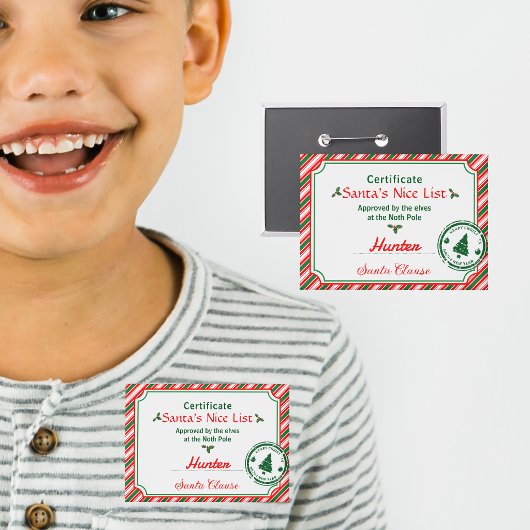 Nice List Christmas Diploma Certificate 缶バッジ