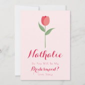 Nice Minimalist Pink Tulip Bridesmaid Proposal 招待状 (裏面)