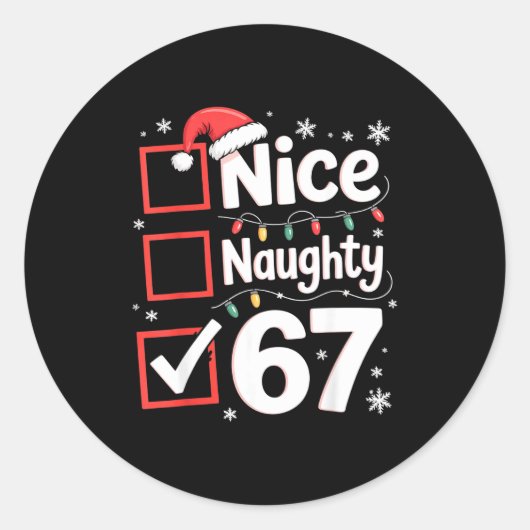 Nice Naughty 67 Christmas Costume 67 Meme Men Wome ラウンドシール (正面)
