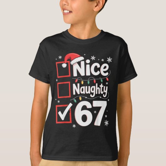 Nice Naughty 67 Christmas Costume 67 Meme Men Wome Tシャツ (正面)