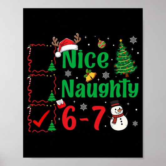 Nice Naughty 67 Christmas List Six Seven Meme Boy ポスター (正面)