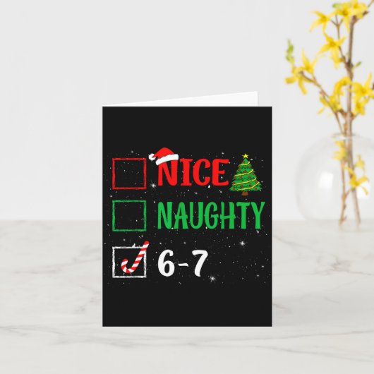 Nice Naughty 67 Funny Christmas Brainrot Six Seven カード (黄色い花)