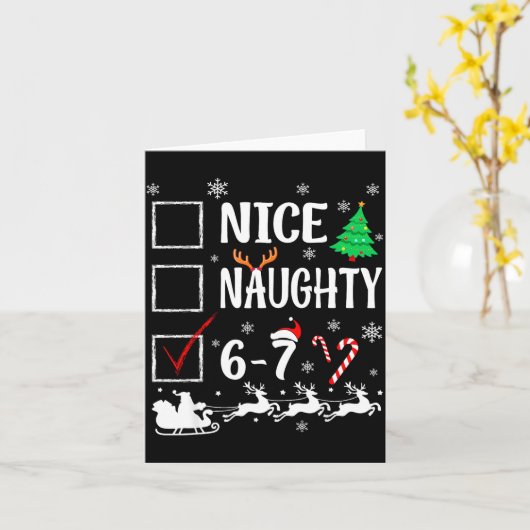 Nice Naughty 67 Funny Christmas Brainrot Six Seven カード (黄色い花)