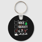 Nice Naughty 67 Funny Christmas Brainrot Six Seven キーホルダー (正面)