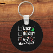 Nice Naughty 67 Funny Christmas Brainrot Six Seven キーホルダー (正面)