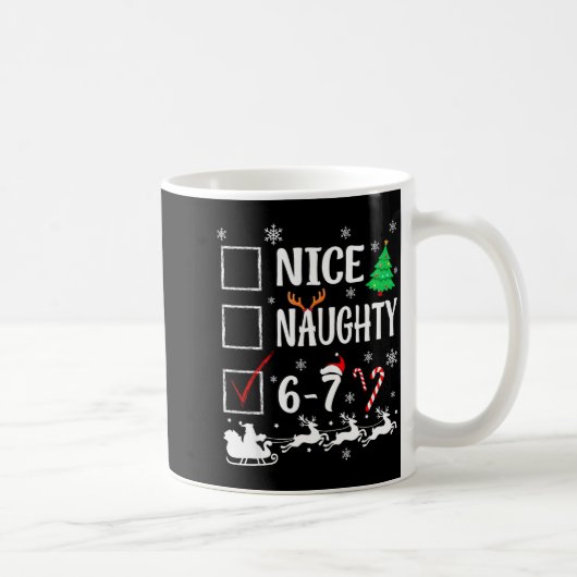 Nice Naughty 67 Funny Christmas Brainrot Six Seven コーヒーマグカップ (右)