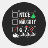 Nice Naughty 67 Funny Christmas Brainrot Six Seven ラウンドシール (正面)
