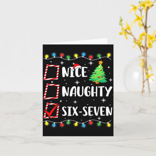 Nice Naughty 67 Six Seven Funny Christmas 6 7 Meme カード (黄色い花)