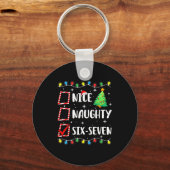 Nice Naughty 67 Six Seven Funny Christmas 6 7 Meme キーホルダー (正面)