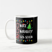 Nice Naughty 67 Six Seven Funny Christmas 6 7 Meme コーヒーマグカップ (左)