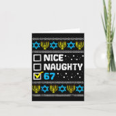 Nice Naughty 67 Six Seven Ugly Hanukkah Sweater Ch カード (正面)