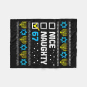 Nice Naughty 67 Six Seven Ugly Hanukkah Sweater Ch フリースブランケット (正面(横))
