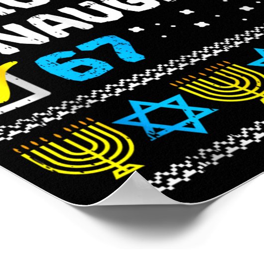 Nice Naughty 67 Six Seven Ugly Hanukkah Sweater Ch ポスター (角)
