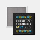 Nice Naughty 67 Six Seven Ugly Hanukkah Sweater Ch マグネット (正面/裏面)
