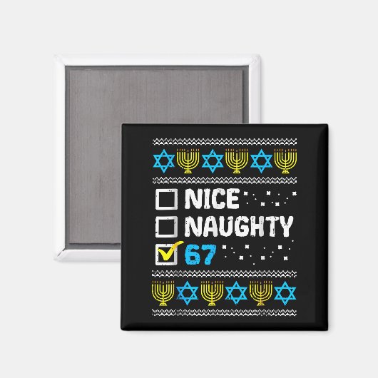 Nice Naughty 67 Six Seven Ugly Hanukkah Sweater Ch マグネット (正面/裏面)