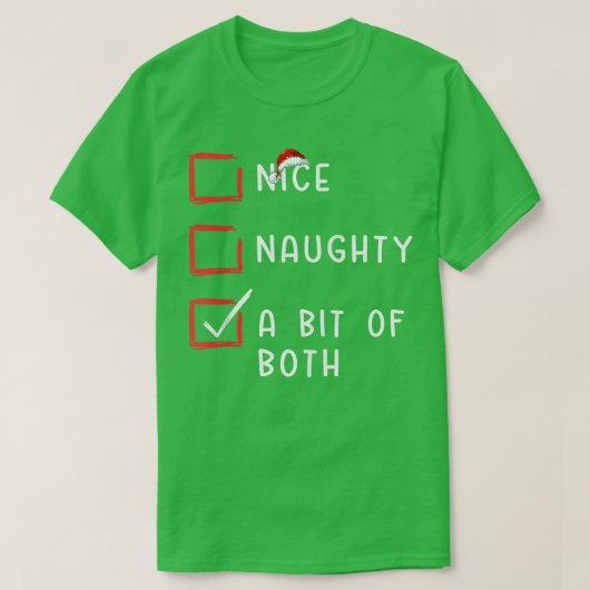 Nice Naughty A Bit Of Both Xmas Santa Claus Christ Tシャツ (デザイン正面)