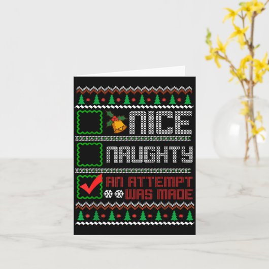 Nice Naughty An Attempt Was Made Christmas List Sa カード (黄色い花)