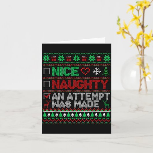 Nice Naughty An Attempt Was Made Christmas List Sa カード (黄色い花)