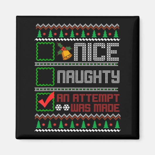 Nice Naughty An Attempt Was Made Christmas List Sa マグネット (正面)