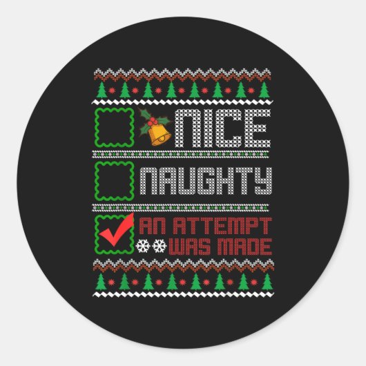 Nice Naughty An Attempt Was Made Christmas List Sa ラウンドシール (正面)